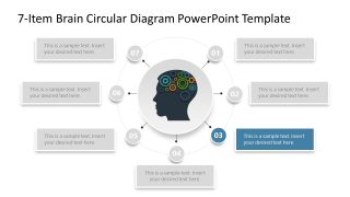 7-Item Brain Circular Diagram PPT Slide 