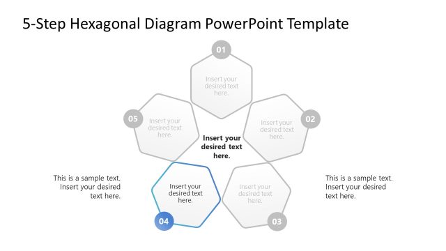Editable 5-Step Hexagonal Diagram PPT Slide