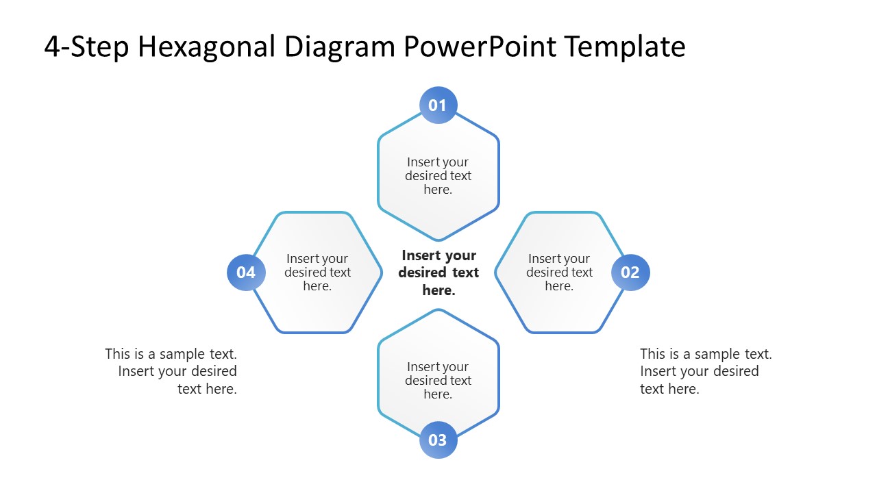 4-Step Hexagonal Diagram Pesentation Template