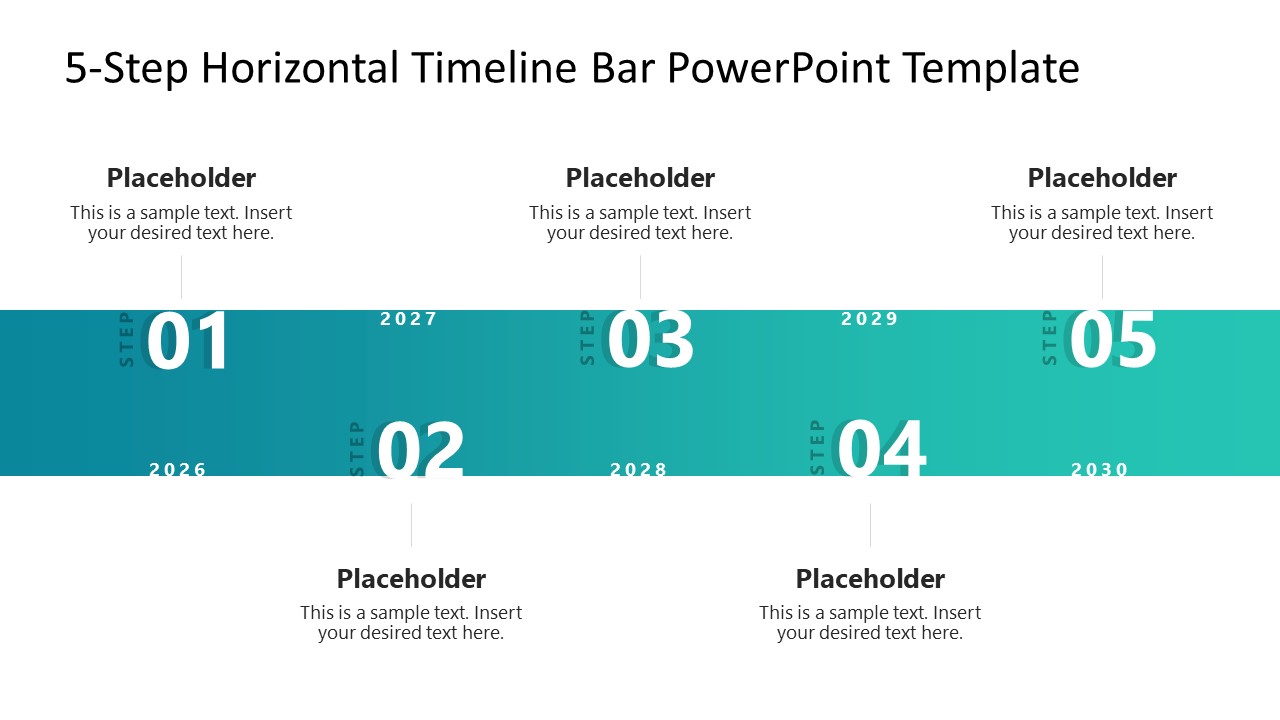 Editable 5-Step Horizontal Timeline Bar Template