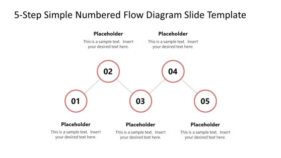 5-Step Simple Numbered Flow Diagram Presentation Template
