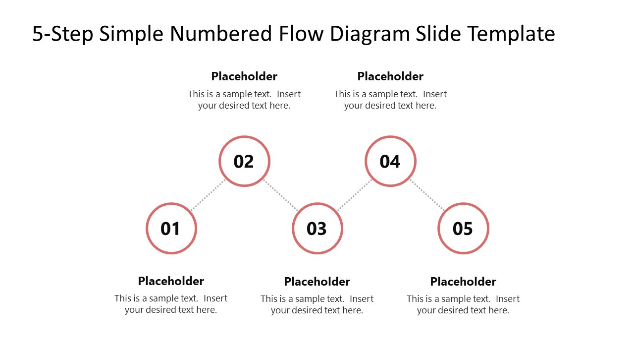 5-Step Simple Numbered Flow Diagram Presentation Template