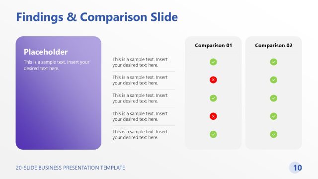 Findings & Comparison Slide for Business PowerPoint Slide
