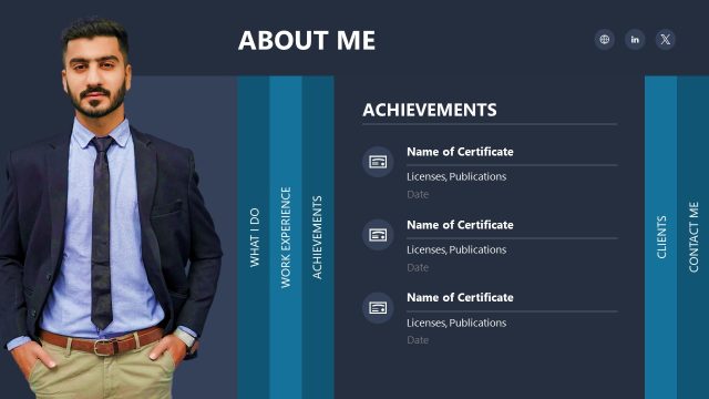 Achievements Slide – Accordion About Me PPT Template