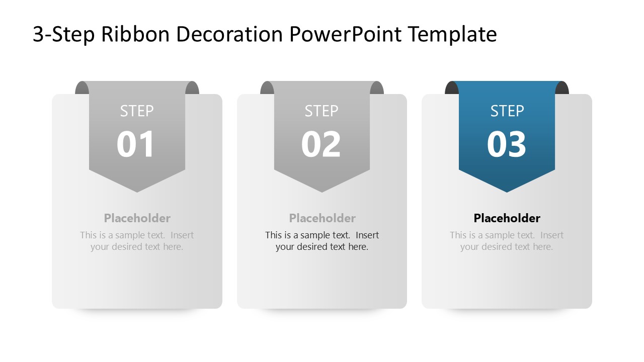 Creative 3-Step Ribbon Decoration Slide Template