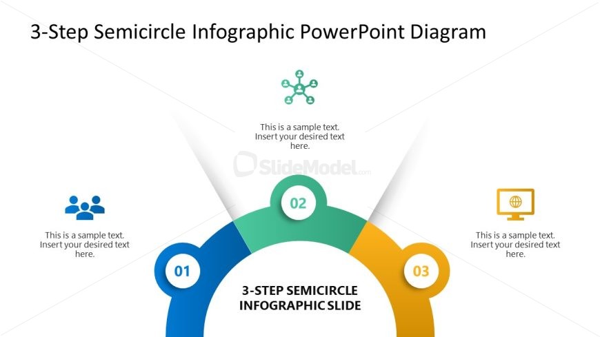 3-Step Semicircle Infographic Diagram