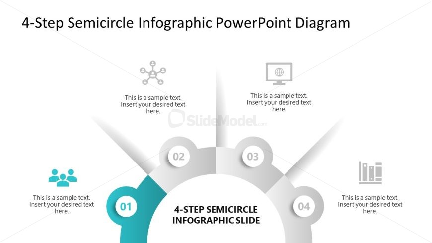 Editable 4-Step Semicircle Infographic PPT Template