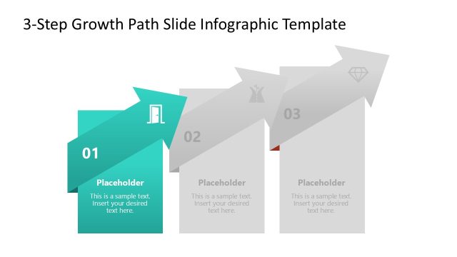 Editable 3-Step Growth Path PPT Template