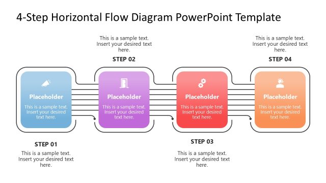 4-Step Horizontal Flow Diagram PowerPoint Template