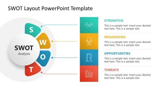 SWOT Layout PowerPoint Slide with Circular Diagram 
