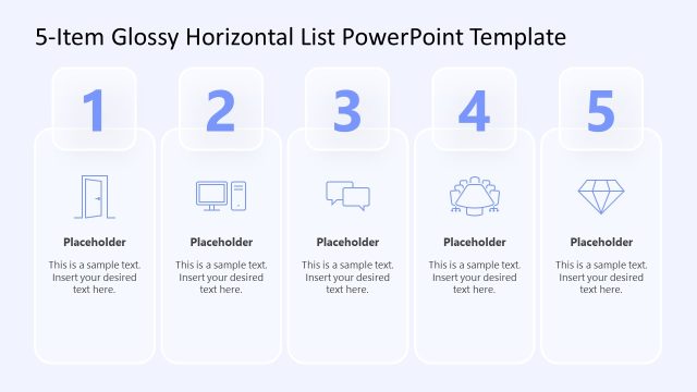 5-Item Glossy Horizontal List PowerPoint Template