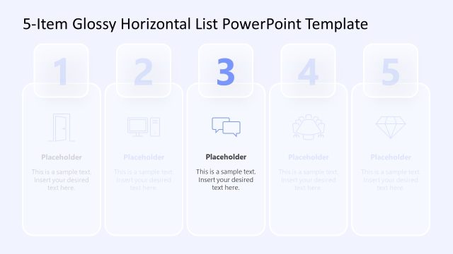 5-Item Glossy Horizontal List Template for PowerPoint