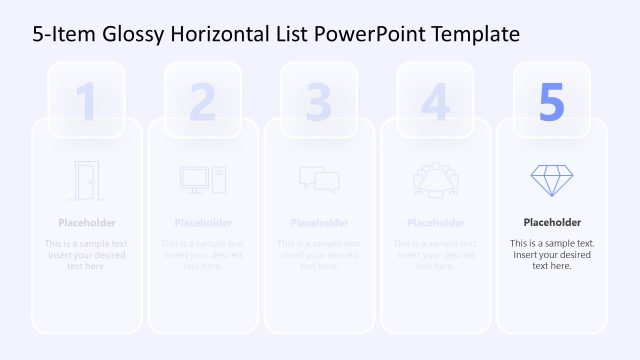 5-Item Glossy Horizontal List Presentation Slide