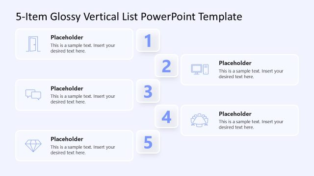 5-Item Glossy Vertical List PowerPoint Template
