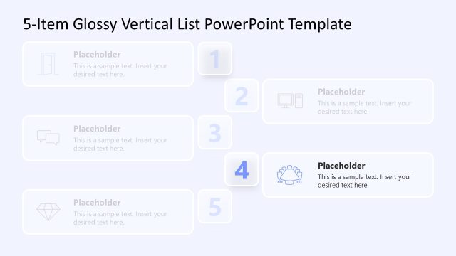 5-Item Glossy Vertical List Template Slide