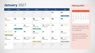 Editable 2027 Calendar PPT Slide Template 
