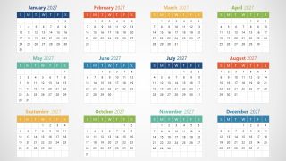2027 Calendar Presentation Slide with Grid Design 