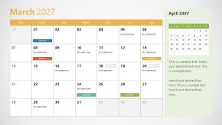 2027 Calendar Slide Template for PowerPoint 