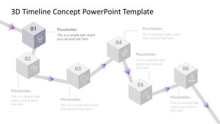 6-Item 3D Timeline Concept Template for PowerPoint 