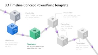 Slide with Spotlight Effect - 6-Item 3D Timeline Concept Template 