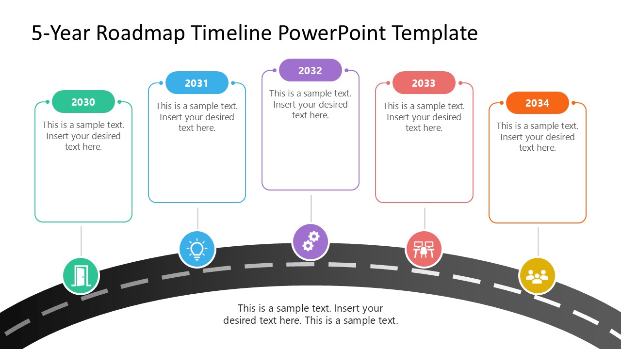 Editable 5-Year Roadmap Timeline PowerPoint Slide 