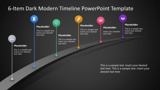 6-Item Dark Modern Timeline PowerPoint Template