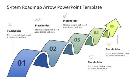 5-Item Roadmap Arrow PowerPoint Slide 