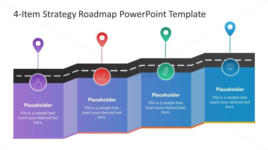 4-Item Strategy Roadmap Template for Presentation