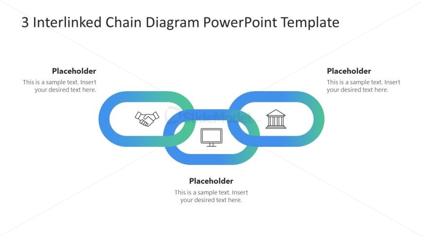 3 Interlinked Chain Diagram PPT Slide Template