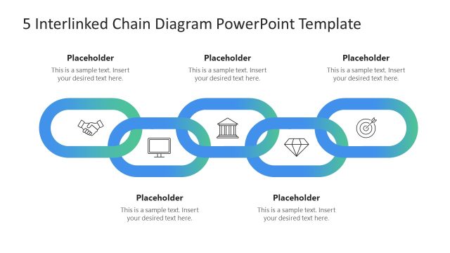 5 Interlinked Chain Diagram PowerPoint Template