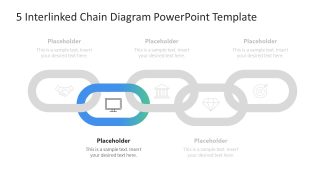 5 Interlinked Chain Diagram Template PPT Slide 