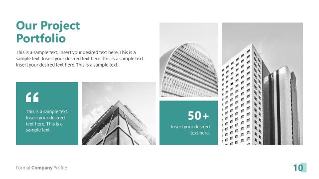 Our Project Portfolio Slide Formal Company Profile PowerPoint Template