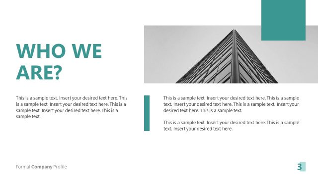 Who We Are Slide for Formal Company Profile Presentation