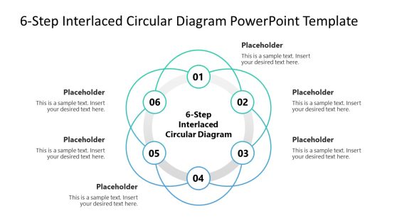 6-Step Interlaced Circular Diagram PowerPoint Template