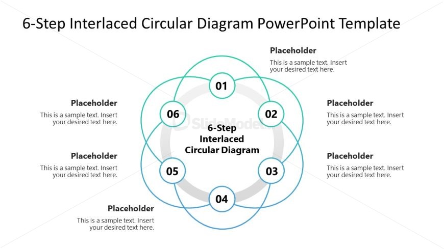 6-Step Interlaced Circular Diagram Presentation Template