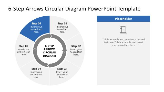 6-Step Arrows Circular Diagram Template for PowerPoint
