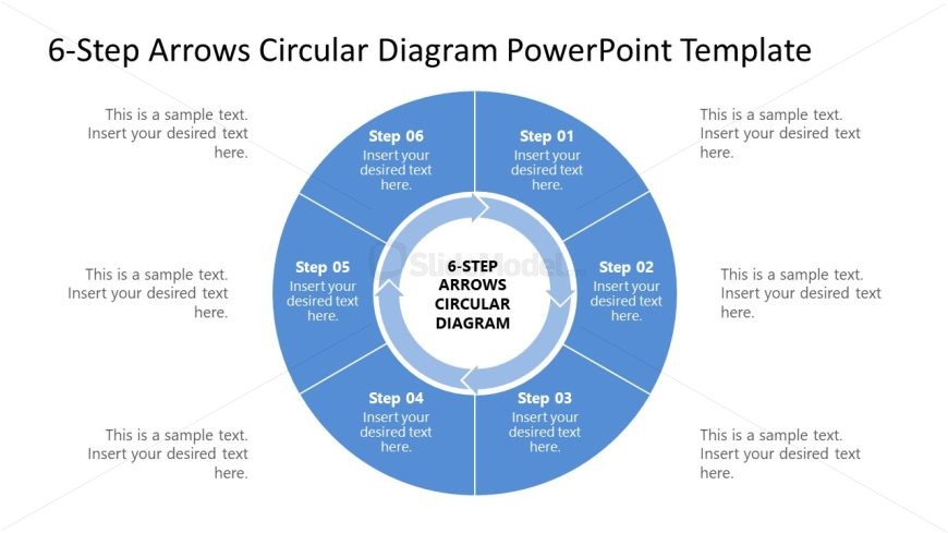 Customizable 6-Step Arrows Circular Diagram Template