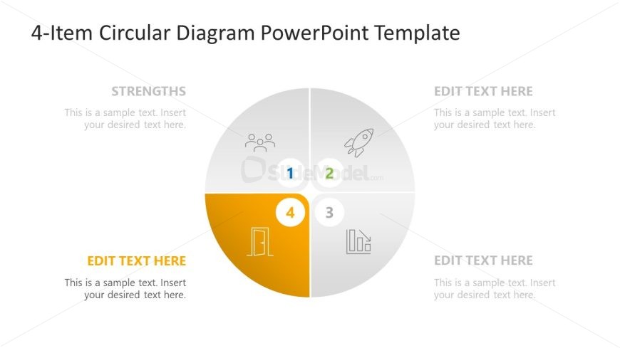 4-Item Circular Diagram Template for Presentation