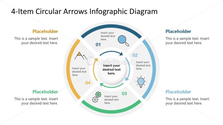 4-Item Circular Arrows Infographic Template for PowerPoint