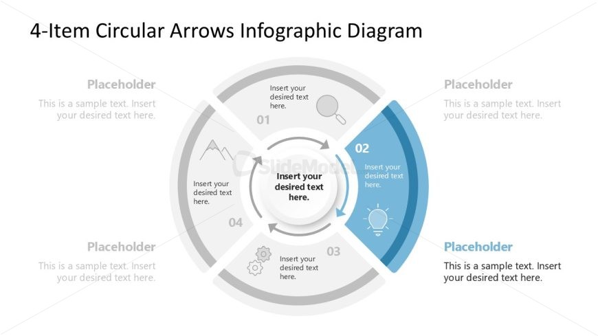 4-Item Circular Arrows Diagram PPT Slide