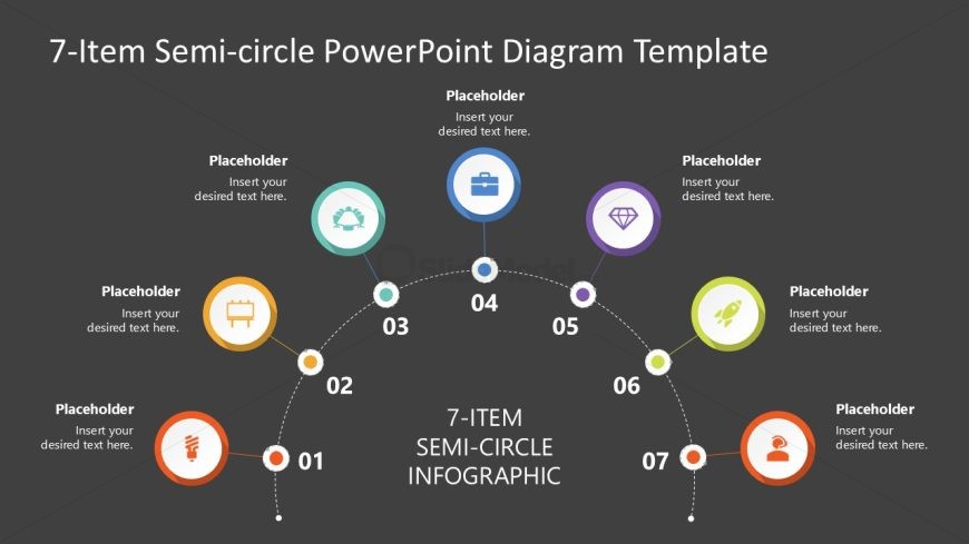 Customizable 7-Item Semi-circle Diagram Slide