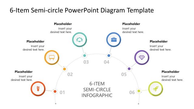Customizable 6-Item Semi-circle Diagram Template