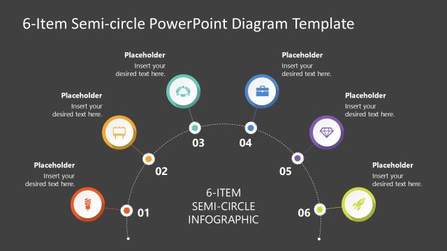 Creative 6-Item Semi-circle Infographic PPT Template