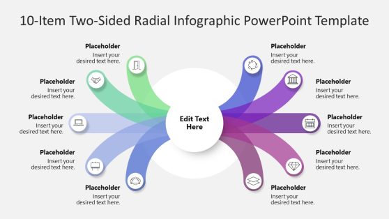 10-Item Two-Sided Radial Infographic PowerPoint Template