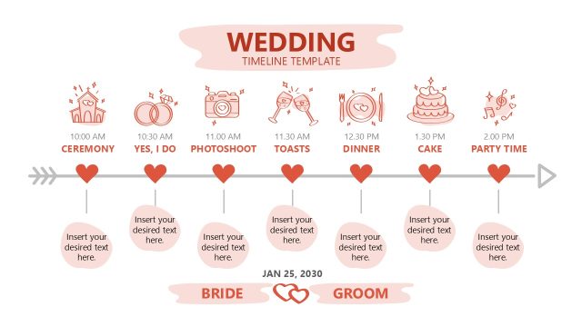 Editable Wedding Timeline PPT Template