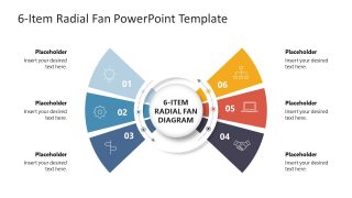 Editable 6-Item Radial Fan PPT Template