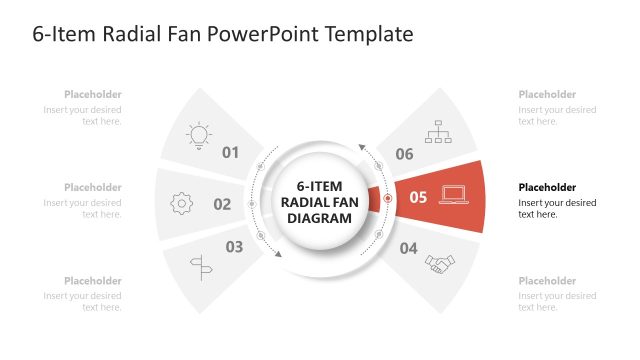 Focus Slide for 6-Item Radial Fan Diagram Template