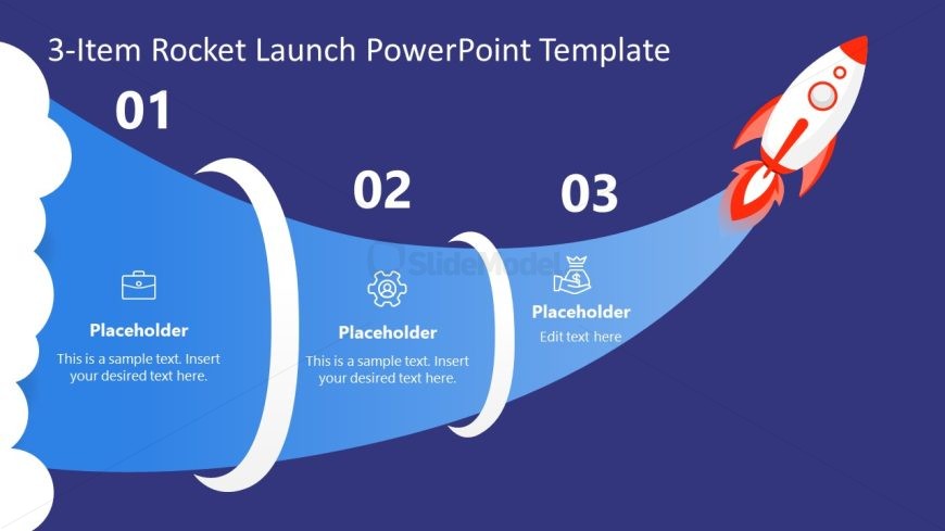 3-Item Rocket Launch PPT Layout