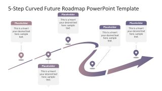 Editable 5-Step Curved Future Roadmap PPT Template
