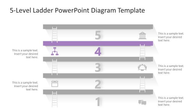 Step 4 PowerPoint Slide – 5 Level Vertical Ladder PPT Template Diagram